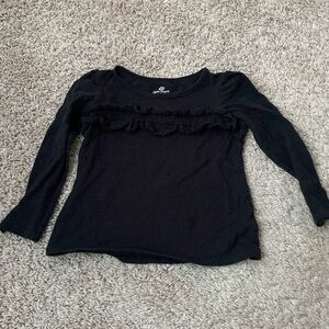 Black long sleeve ruffle solid plain shirt, size 5